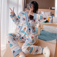 Three-piece Set Of Autumn Women's Pajamas With Chest Pad