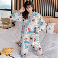 Three-piece Set Of Autumn Women's Pajamas With Chest Pad