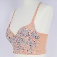 Embroidered Floral Underwear Women's Halter Short Camisole