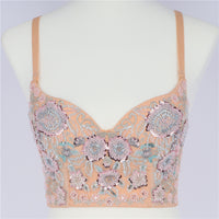 Embroidered Floral Underwear Women's Halter Short Camisole