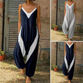 Sleeveless Loose Stitching Suspenders Jumpsuit