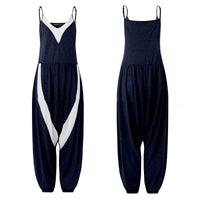 Sleeveless Loose Stitching Suspenders Jumpsuit