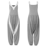 Sleeveless Loose Stitching Suspenders Jumpsuit