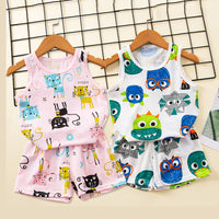 Children's Cotton Vest Set, Mesh Design Vest Shorts, Korean Style Boys' Sets, Girls