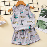 Children's Cotton Vest Set, Mesh Design Vest Shorts, Korean Style Boys' Sets, Girls