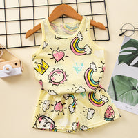 Children's Cotton Vest Set, Mesh Design Vest Shorts, Korean Style Boys' Sets, Girls