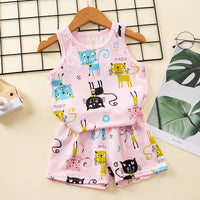 Children's Cotton Vest Set, Mesh Design Vest Shorts, Korean Style Boys' Sets, Girls