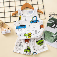 Children's Cotton Vest Set, Mesh Design Vest Shorts, Korean Style Boys' Sets, Girls