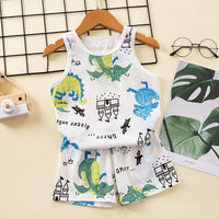 Children's Cotton Vest Set, Mesh Design Vest Shorts, Korean Style Boys' Sets, Girls
