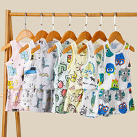 Children's Cotton Vest Set, Mesh Design Vest Shorts, Korean Style Boys' Sets, Girls