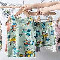 Children's Cotton Vest Set, Mesh Design Vest Shorts, Korean Style Boys' Sets, Girls