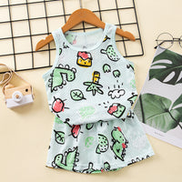 Children's Cotton Vest Set, Mesh Design Vest Shorts, Korean Style Boys' Sets, Girls
