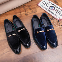 Pointed Personality Peas Shoes Breathable Fleece Business Small Leather Shoes