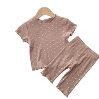 Dot Western Style Girls Summer Two-piece Home Service Children's Air-conditioning Suit