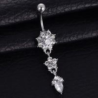 Water Drop Flower-Shaped Pendant Diamond Female Belly Button Nail