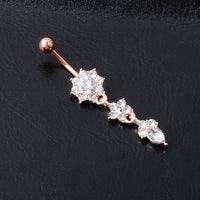 Water Drop Flower-Shaped Pendant Diamond Female Belly Button Nail