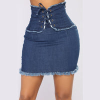 Women's High Waist Casual Denim Skirt Sexy Pocket Pencil Mini Skirt Street Style Jeans