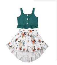 1-5 Years Old Baby Girl Suit Summer T-shirt Floral Skirt Beach Dress
