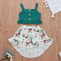 1-5 Years Old Baby Girl Suit Summer T-shirt Floral Skirt Beach Dress