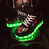 Couple Graffiti Low-cut Light Shoes USB Charging LED Lights Colorful Luminous Shoes