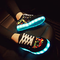Couple Graffiti Low-cut Light Shoes USB Charging LED Lights Colorful Luminous Shoes