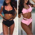 Flounced Vest Solid Color Bikini Swimsuit Split