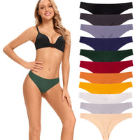 One Piece Non-marking Threaded Cotton Crotch Low-rise Thong
