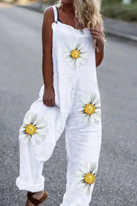 Women's Cotton And Linen Jumpsuit Mid-waist