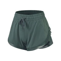Fake Two-piece Fitness Shorts Women High Waist Stretch Tight