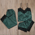Homewear Fashion And Comfortable Lace Sling Pajamas Three-piece Set