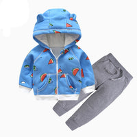 Children's Crystal Velvet Zipper Baby Two-piece Suit