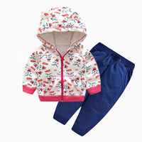 Children's Crystal Velvet Zipper Baby Two-piece Suit