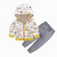 Children's Crystal Velvet Zipper Baby Two-piece Suit