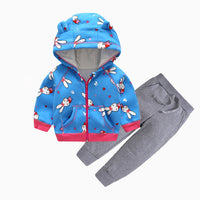 Children's Crystal Velvet Zipper Baby Two-piece Suit