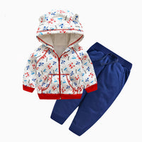 Children's Crystal Velvet Zipper Baby Two-piece Suit