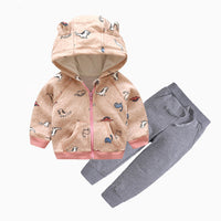 Children's Crystal Velvet Zipper Baby Two-piece Suit