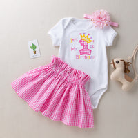 Cartoon Embroidered Letter Bag Fart Shirt Plaid Skirt Suit