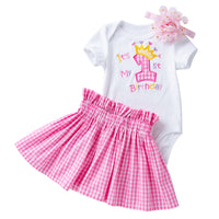 Cartoon Embroidered Letter Bag Fart Shirt Plaid Skirt Suit