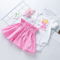 Cartoon Embroidered Letter Bag Fart Shirt Plaid Skirt Suit