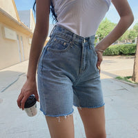High Waist Five-point Simple Retro Slim Riding Pants