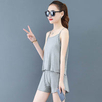 Two-Piece Summer Sexy Suspender Shorts Women Thin Pajamas