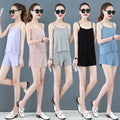 Two-Piece Summer Sexy Suspender Shorts Women Thin Pajamas