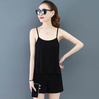 Two-Piece Summer Sexy Suspender Shorts Women Thin Pajamas