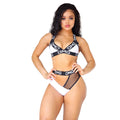 Two-piece Solid Color Sexy Split Letter Bikini Swimsuit
