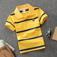 CUHK Children's T-shirt Cotton Striped Lapel Polo Shirt