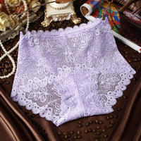 Sexy Transparent Lace Ladies High-waist Panties, Abdomen Large Version Briefs, Cotton Crotch