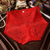 Sexy Transparent Lace Ladies High-waist Panties, Abdomen Large Version Briefs, Cotton Crotch