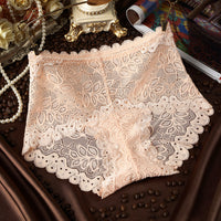 Sexy Transparent Lace Ladies High-waist Panties, Abdomen Large Version Briefs, Cotton Crotch