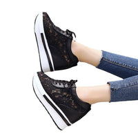 Breathable Hollow Platform White Shoes