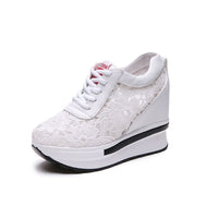 Breathable Hollow Platform White Shoes
